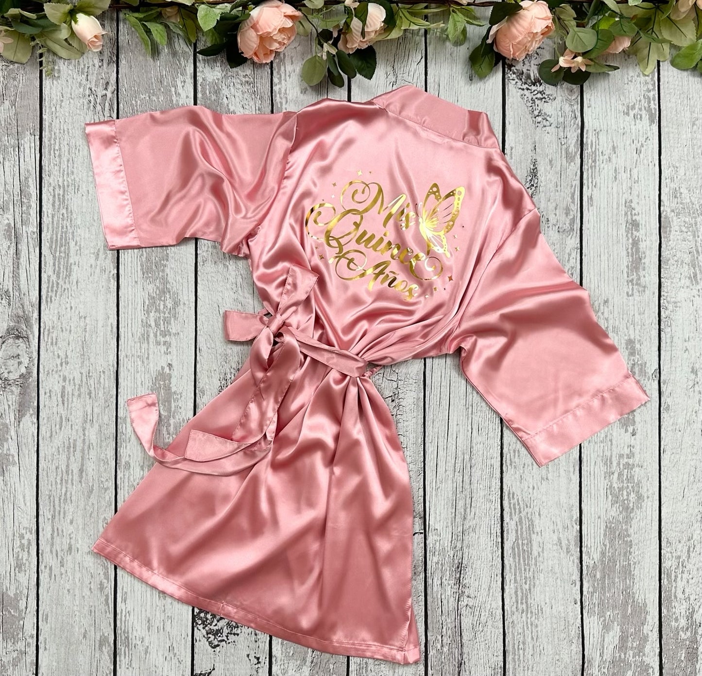 Quinceañera Robe with Butterfly Design