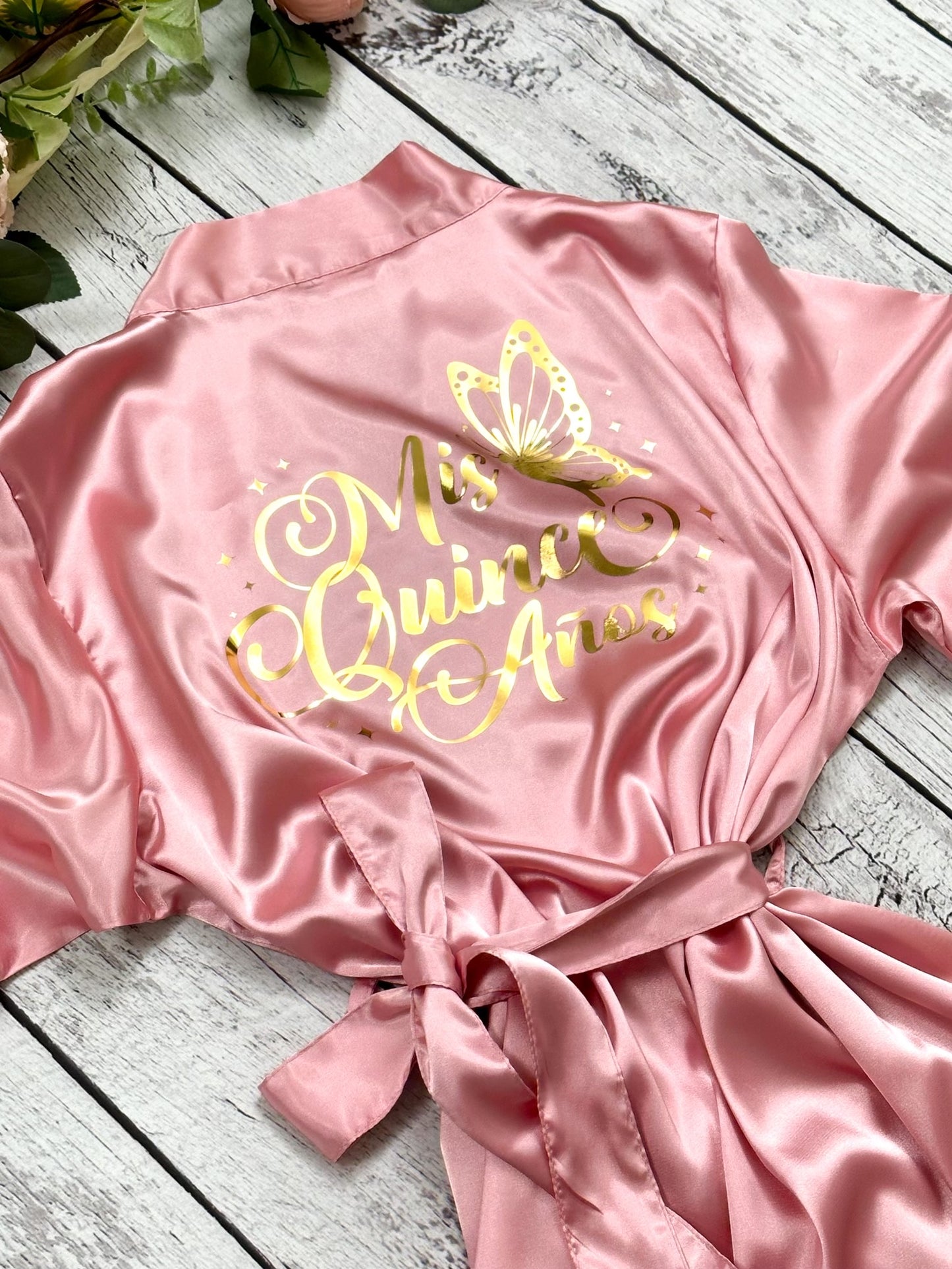 Quinceañera Robe with Butterfly Design