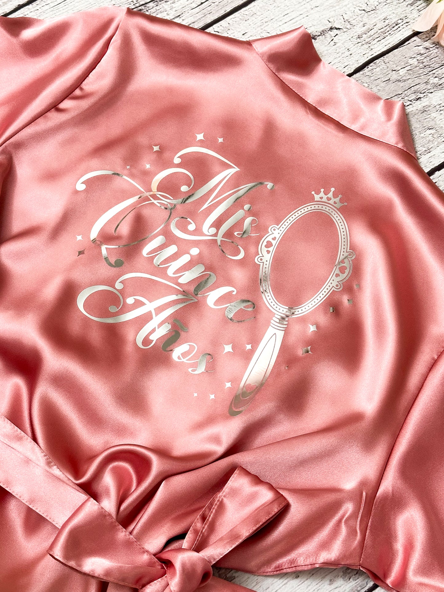 Quinceañera Robe with Mirror Design