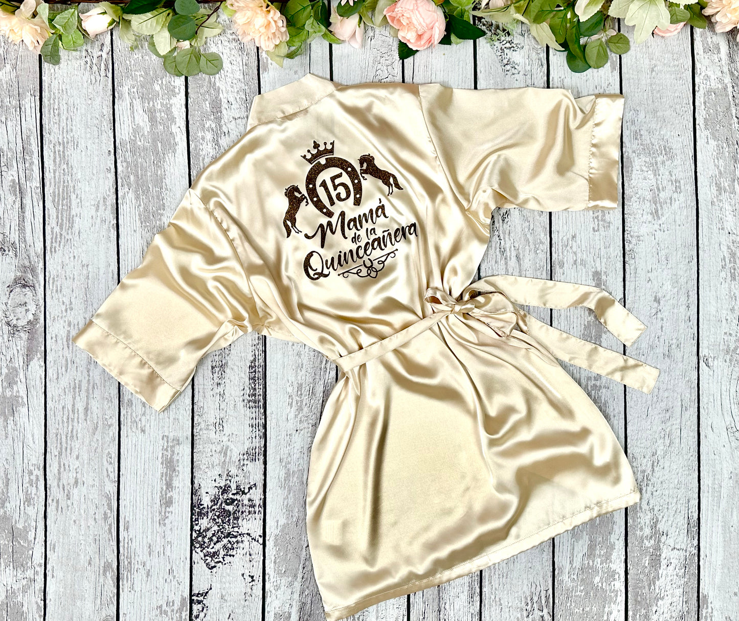 Mother of the Quinceañera Robe with Rancho Queen Design